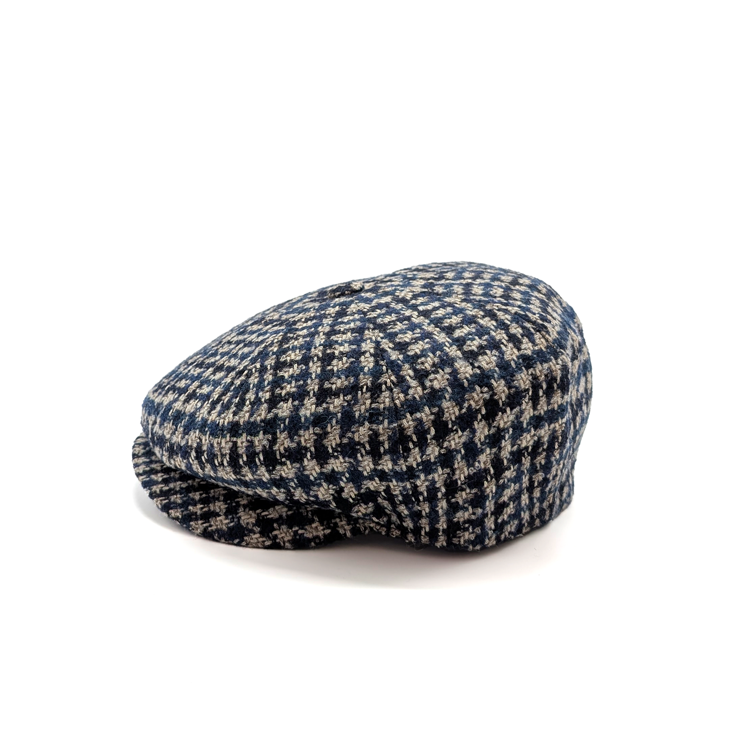 doria-1905-lord-berretto-irlandese-a-spicchi-in-tweed-pied-de-poule-grigio-blu image 4