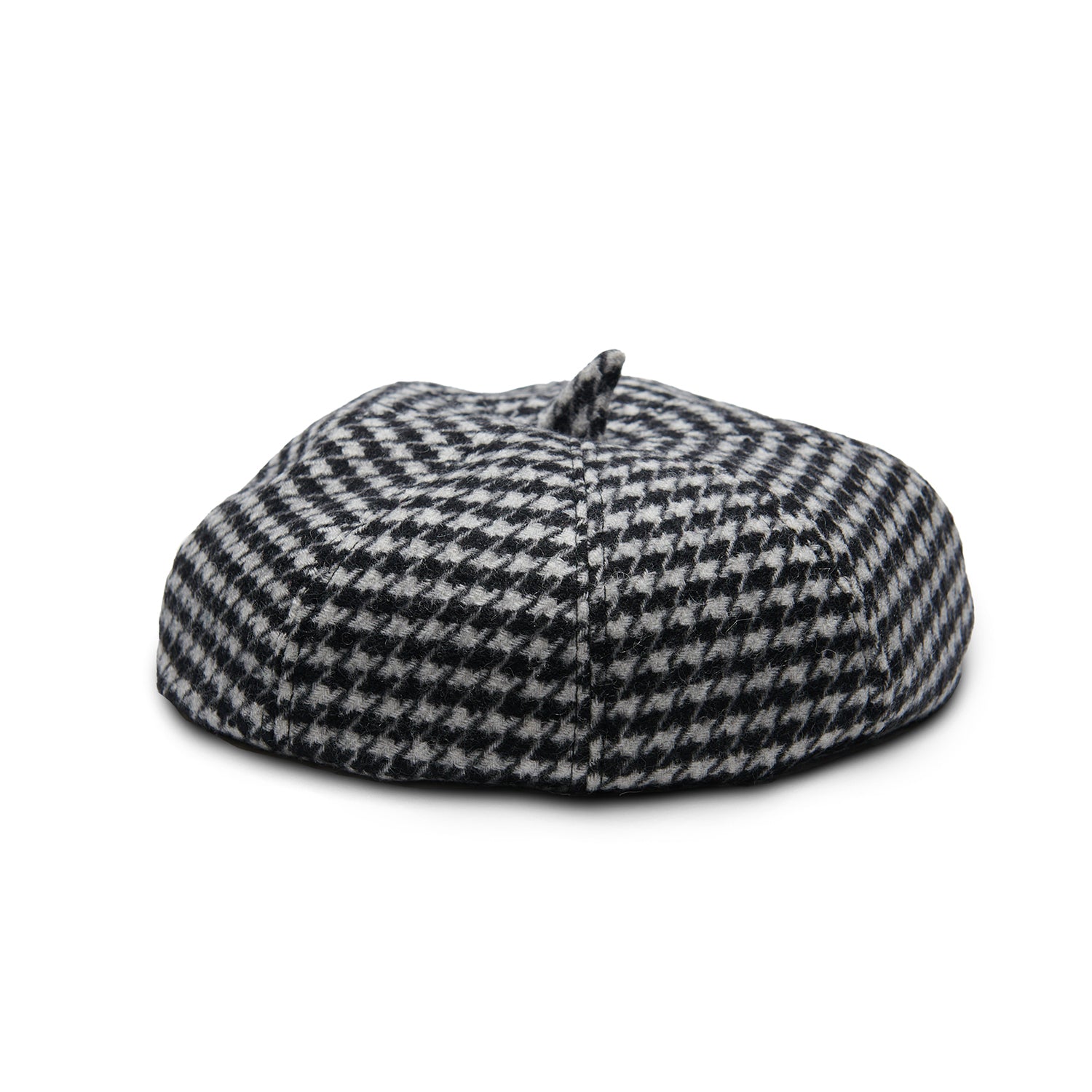 cappellificio-biellese-1935-lambswool-bunnet-black-and-white-dogtooth-coppola-co image 1
