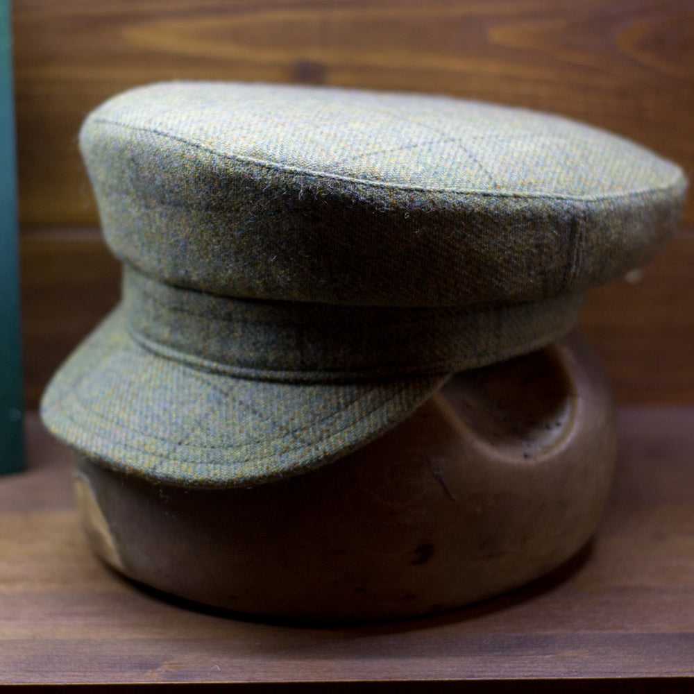cappellificio-biellese-1935-marine-cappello-tweed-overcheck-verde-100-lana image 2