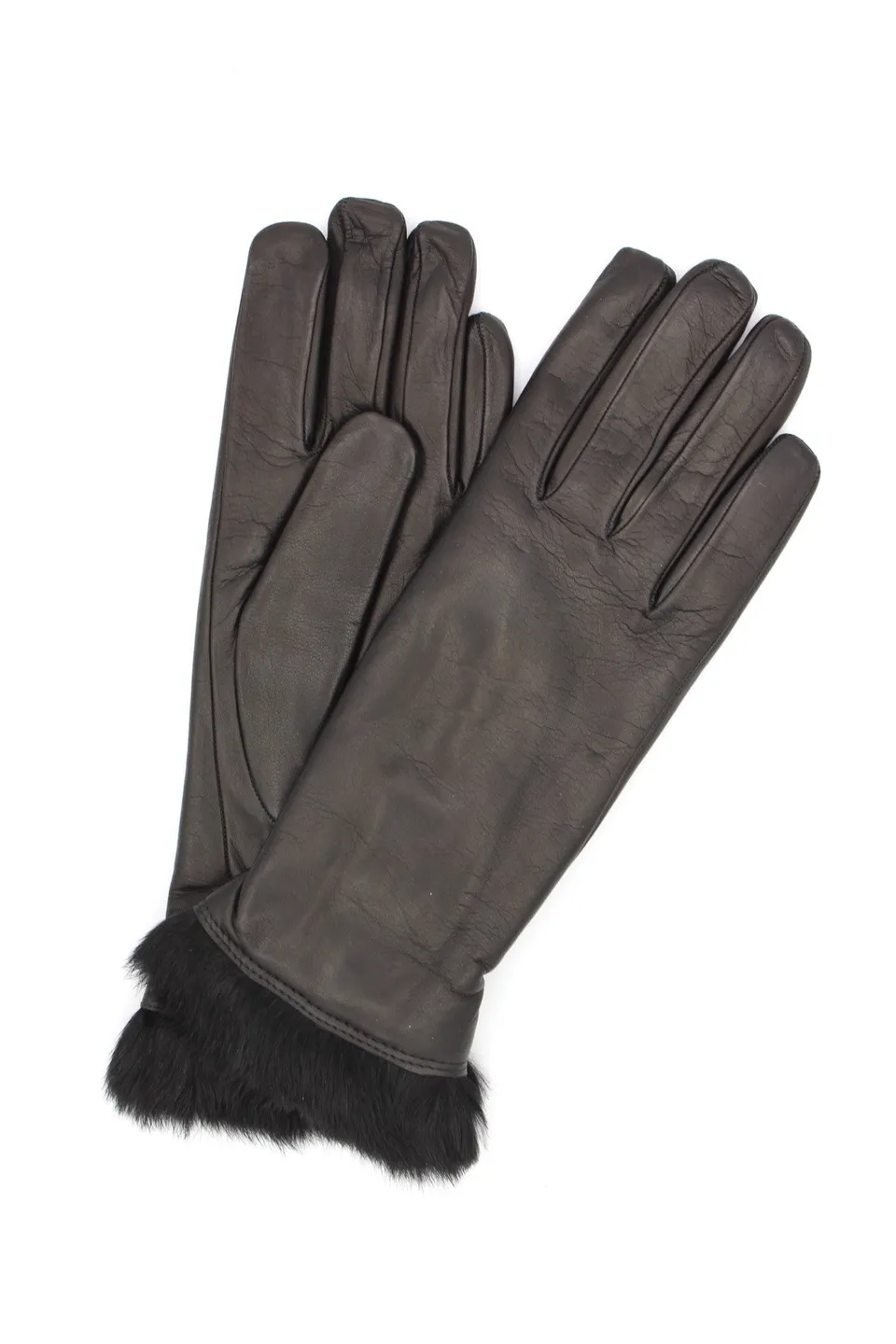 sermoneta-gloves-guanto-nappa-foderato-lapin-con-bordo-in-tinta-nero image 1
