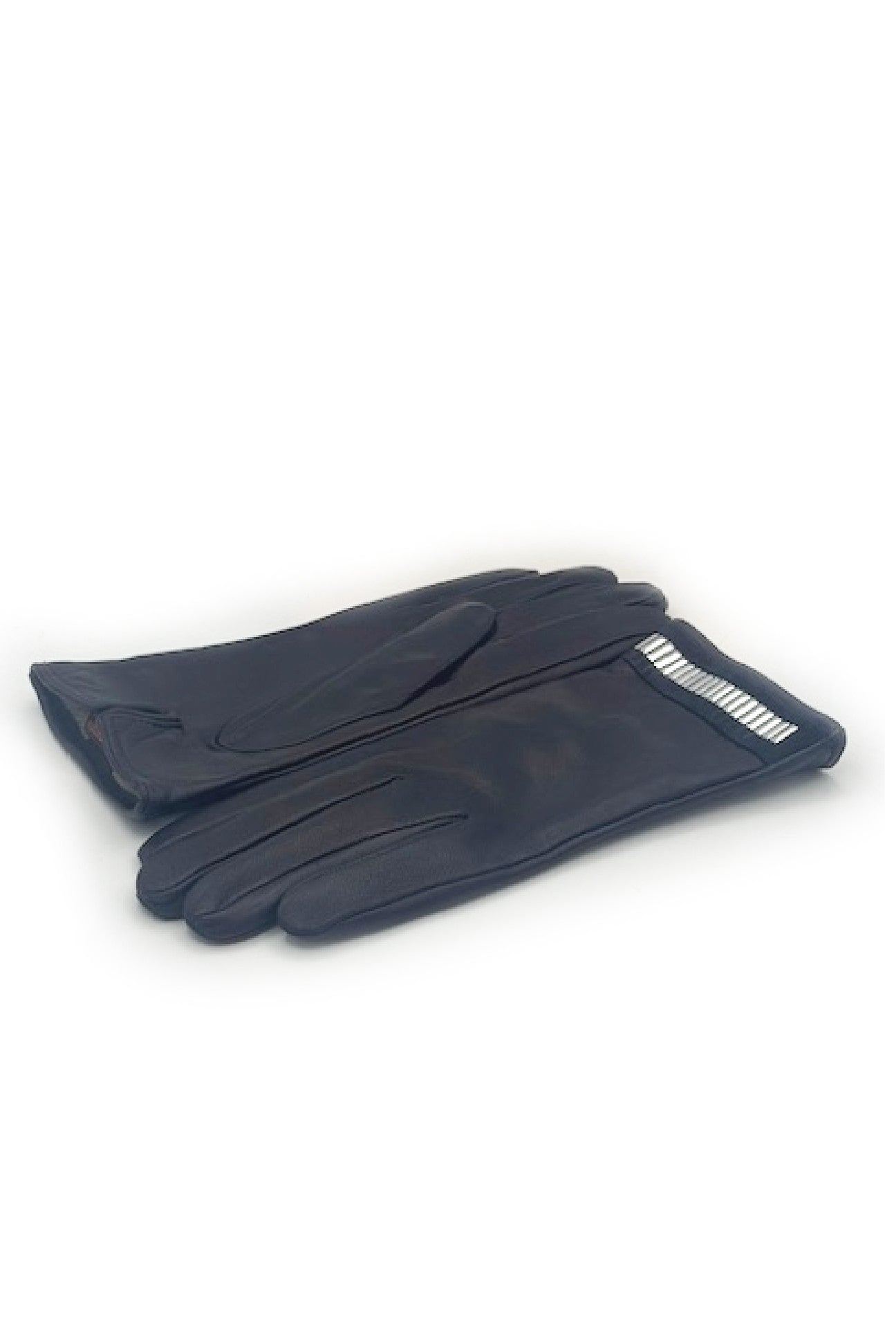 sermoneta-gloves-guanto-in-nappa-con-bracciale-silver-al-polso-blu-navy image 3