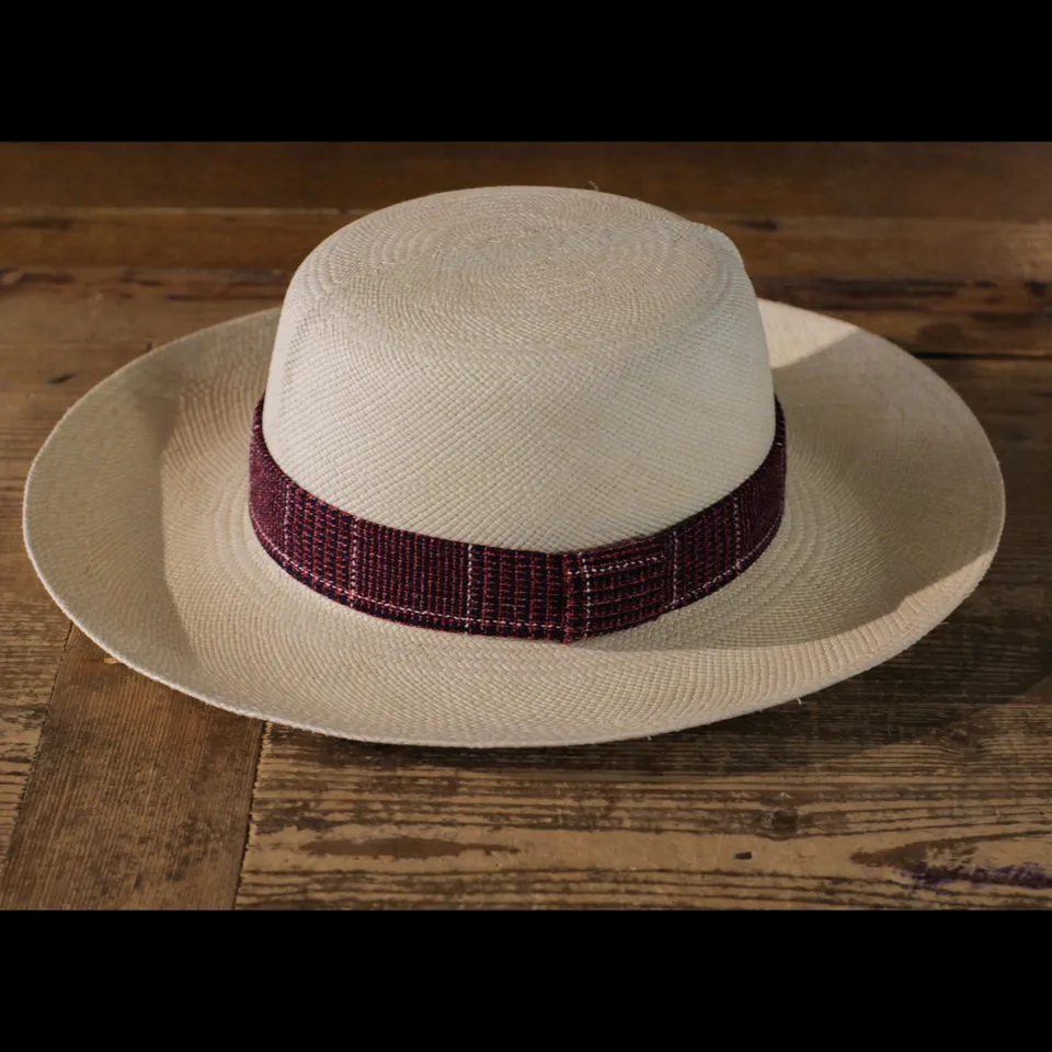 cappellificio-biellese-1935-genuine-safari-panama-red-blue-checkered image 1