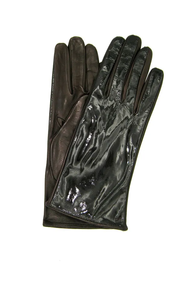 sermoneta-gloves-guanto-in-nappa-2bt-foderato-seta-con-dorso-in-vernice-t-moro image 1