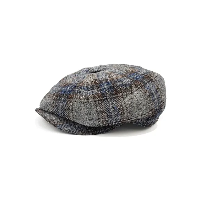 doria-1905-berretto-irlandese-8-spicchi-tartan-blu-cacao-grigio image 1