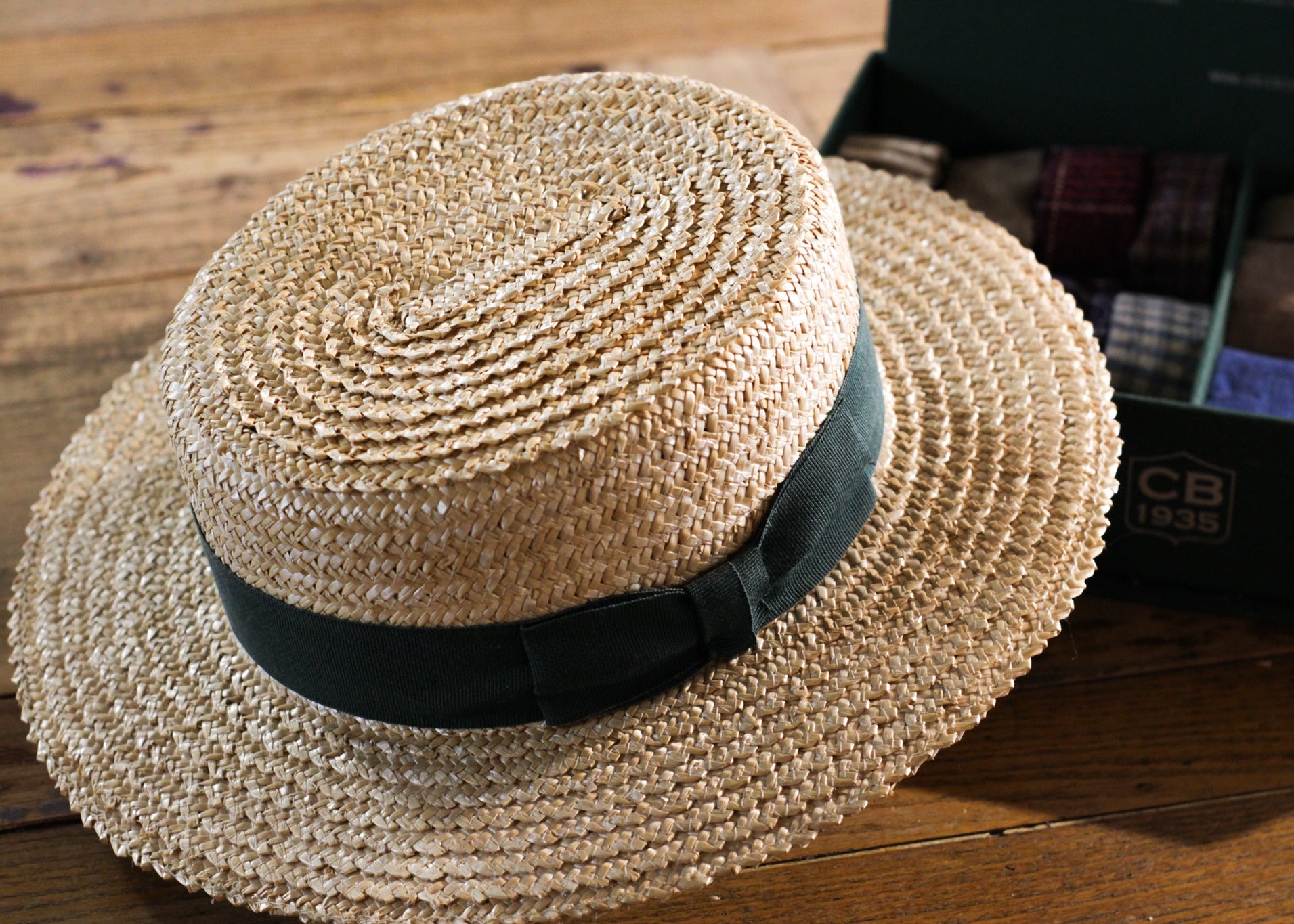 cappellificio-biellese-1935-boater-cappello-in-paglia-100-italiana-rosso-e-blu-c image 2