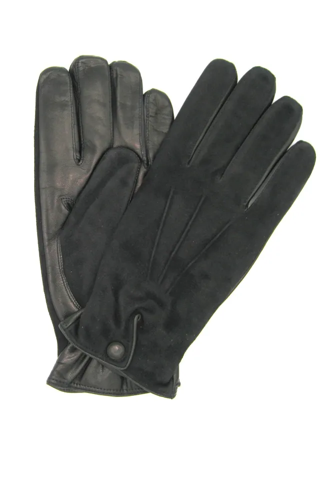 sermoneta-gloves-guanto-fashion-in-nappa-e-camoscio-con-bottoncino-nero image 1
