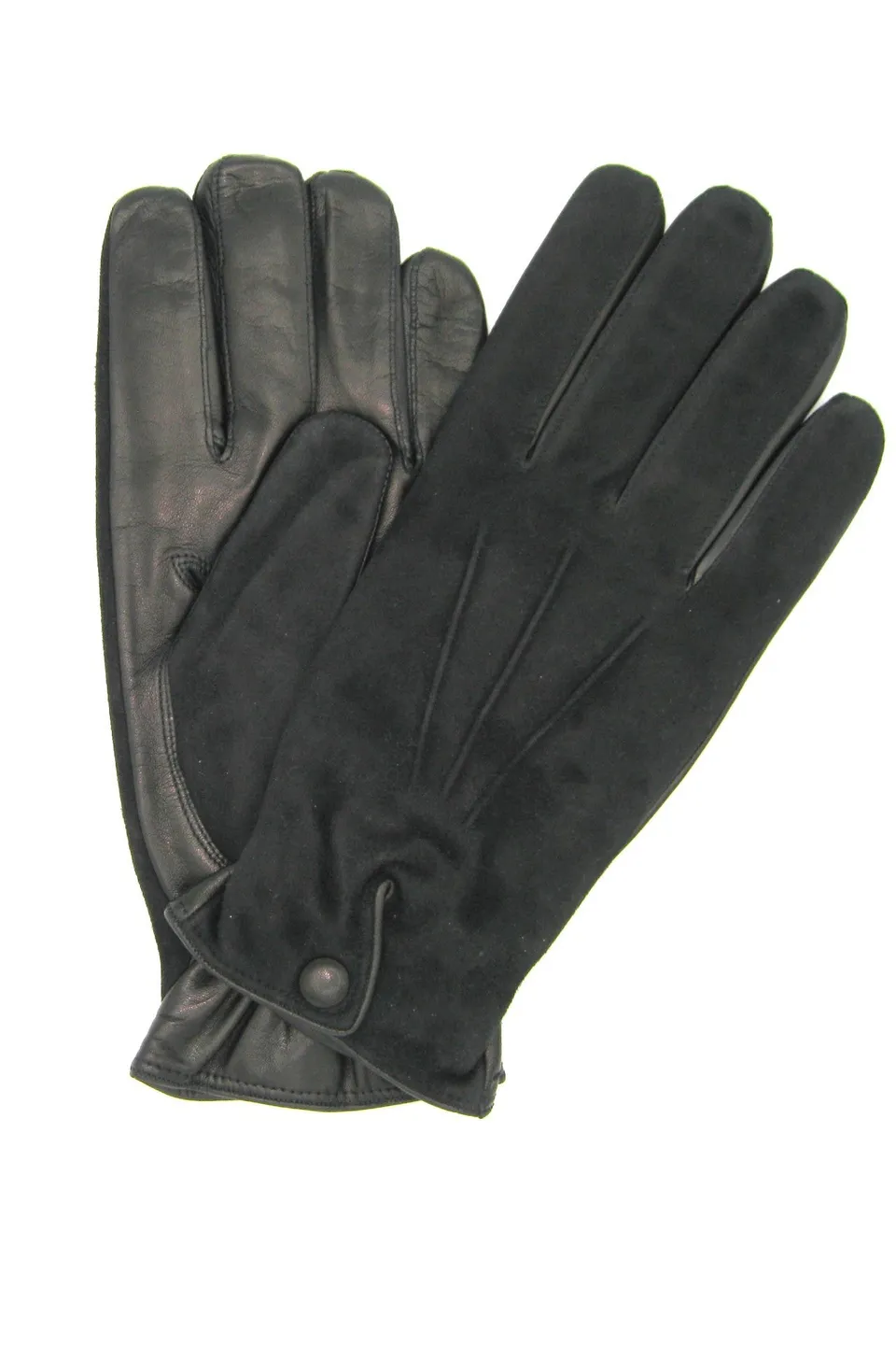 sermoneta-gloves-guanto-fashion-in-nappa-e-camoscio-con-bottoncino-nero image 1