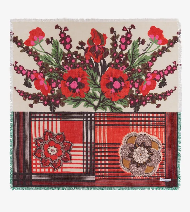 mantero-1902-jardin-des-vestiges-small-carr-70x70-in-seta-sfrangiato-a-mano image 1
