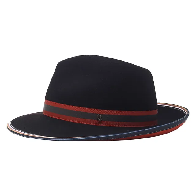 doria-1905-delage-fedora-reversibile-in-feltro-di-lana-nero-rosso image 1