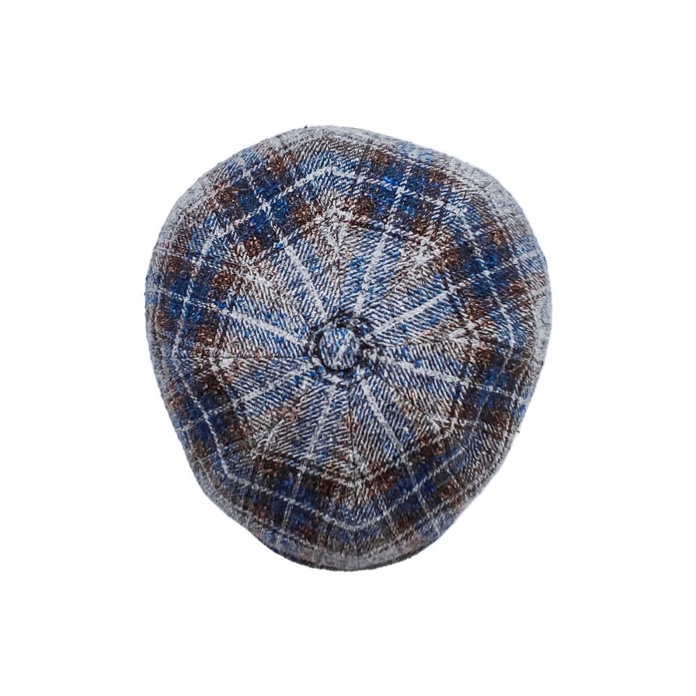 doria-1905-berretto-irlandese-8-spicchi-tartan-blu-cacao-grigio image 5