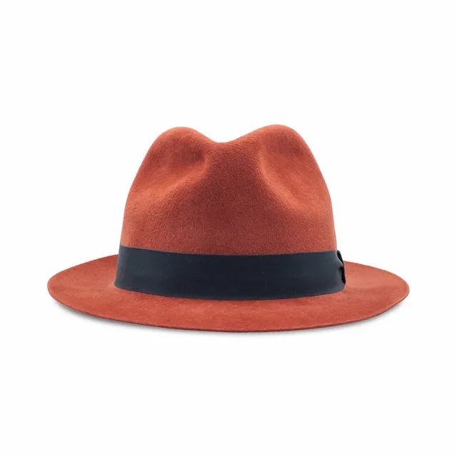 doria-1905-vittorio-fedora-tesa-stretta-in-feltro-velour-rosso-mattone image 1