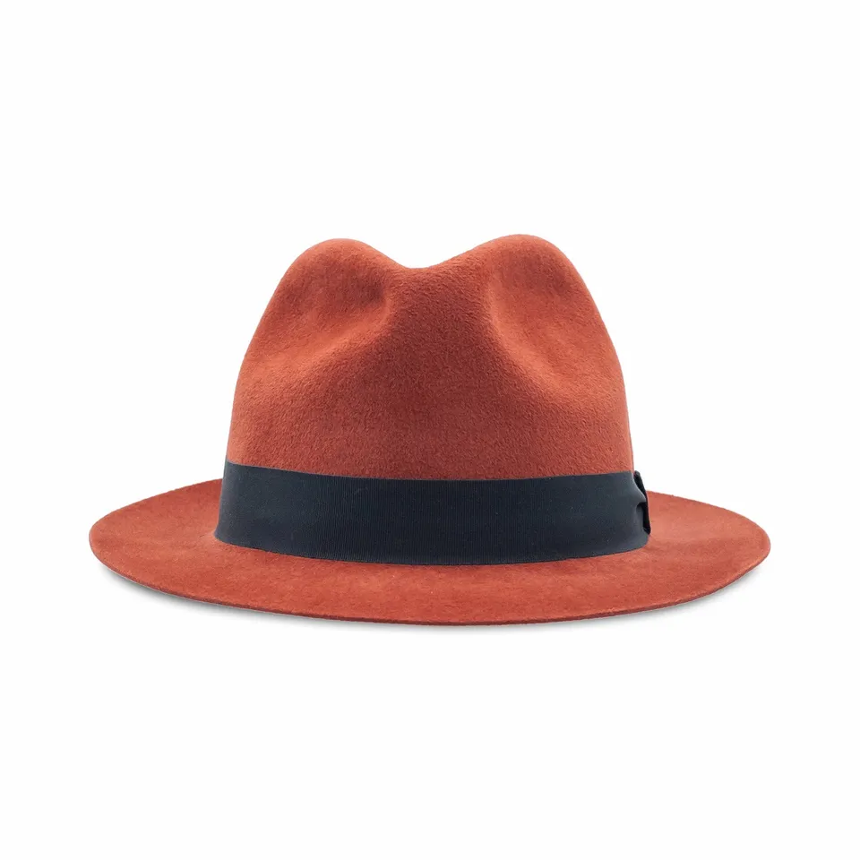 doria-1905-vittorio-fedora-tesa-stretta-in-feltro-velour-rosso-mattone image 1