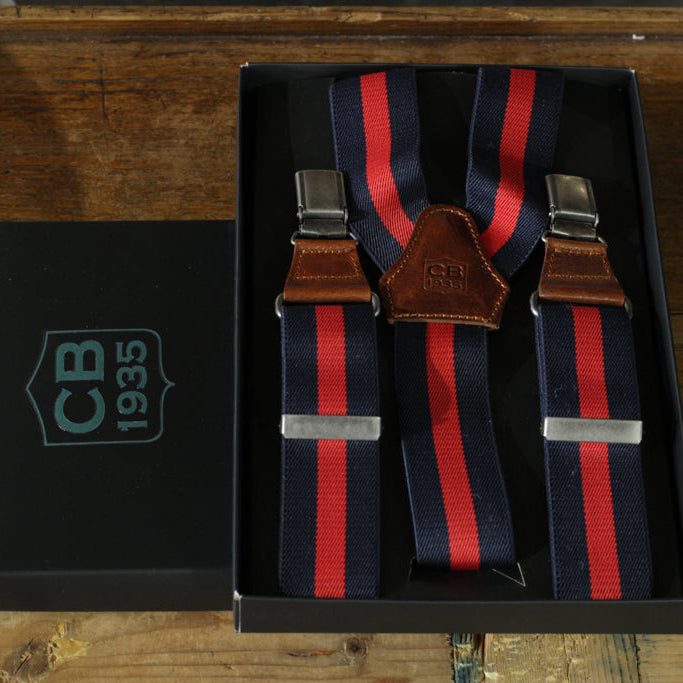 cappellificio-biellese-1935-bretelle-a-righe-blu-e-rosso-regimental-con-finiture image 2