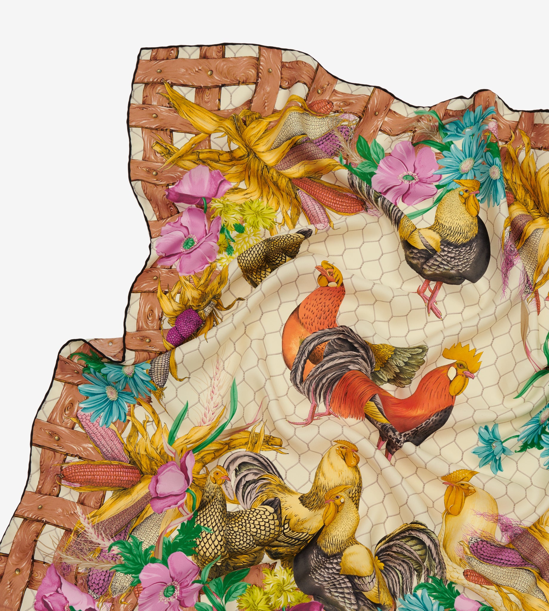 mantero-1902-archivio-n-44-il-gallo-foulard-classic-carr-90x90-cm image 4