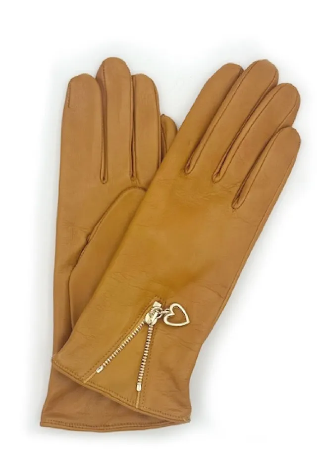sermoneta-gloves-guanto-in-nappa-con-zip-fodera-cashmere-giallo-ocra image 1