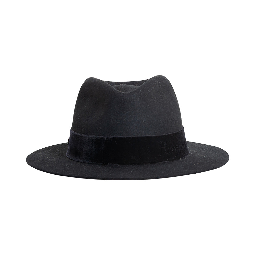 doria-1905-delano-cappello-drop-in-feltro-di-lapin-rasato-nero-con-cinta-velluto image 2