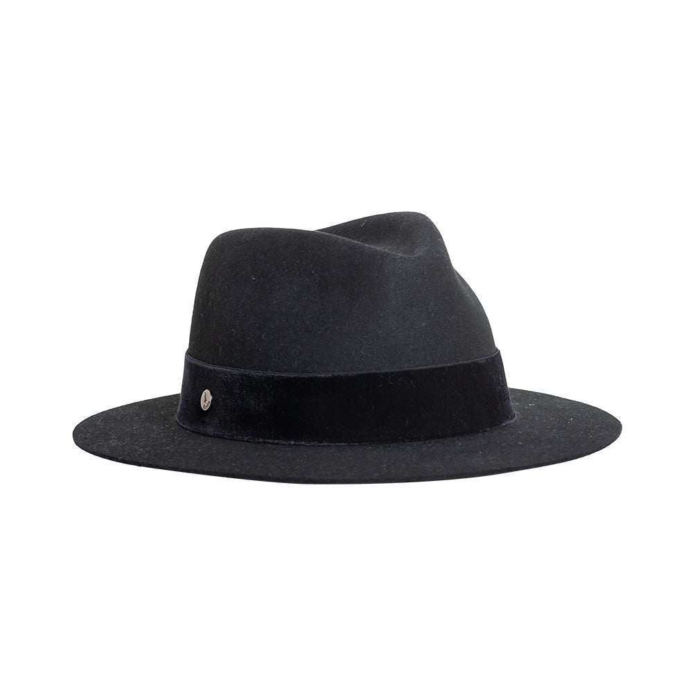 doria-1905-delano-cappello-drop-in-feltro-di-lapin-rasato-nero-con-cinta-velluto image 4