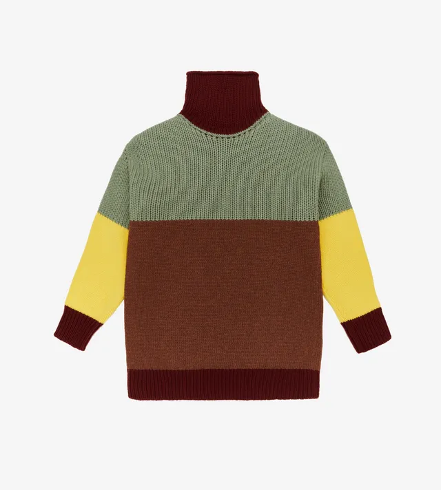 mantero-1902-laura-maglione-a-collo-alto-in-lana-color-block image 1