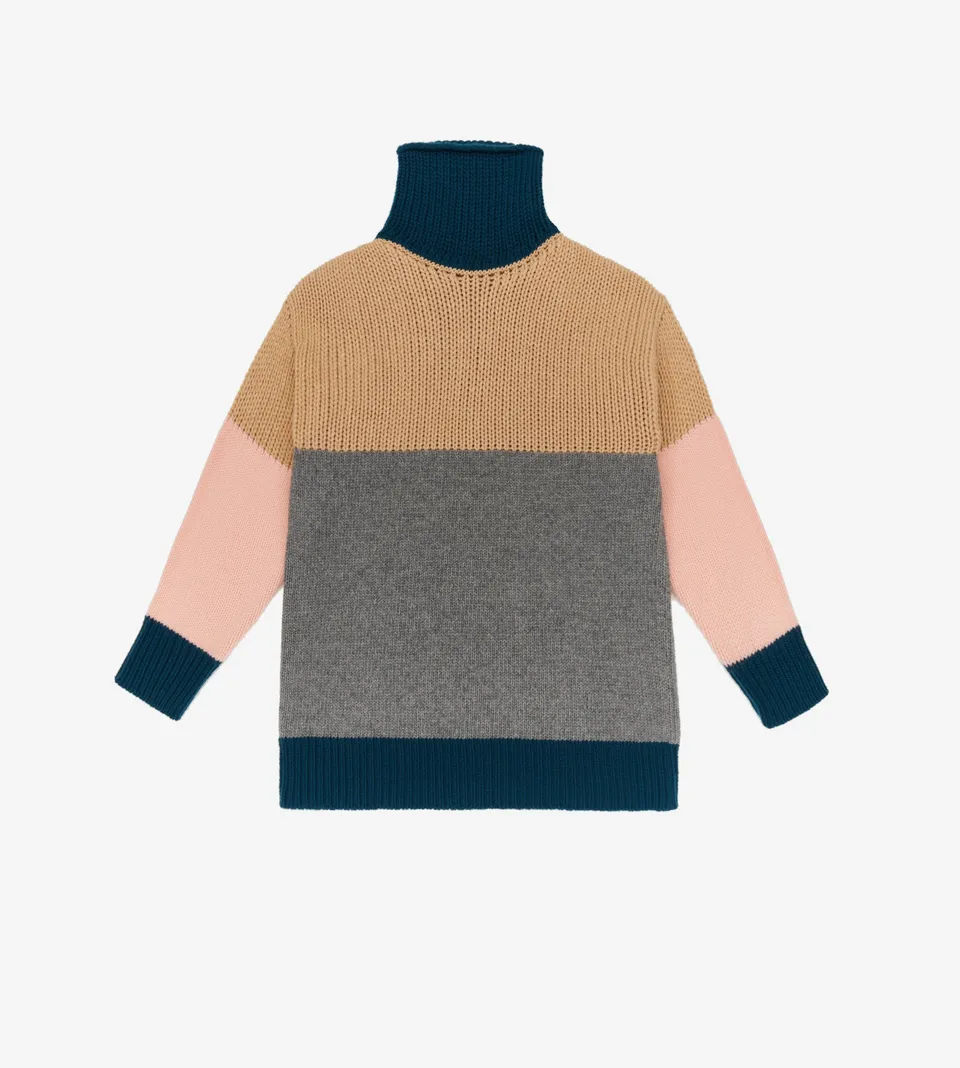 mantero-1902-laura-maglione-collo-alto-in-lana-color-block image 1