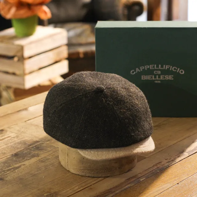 cappellificio-biellese-1935-baker-boy-bark-cappello-newsboy-in-pannello-con-visi image 1
