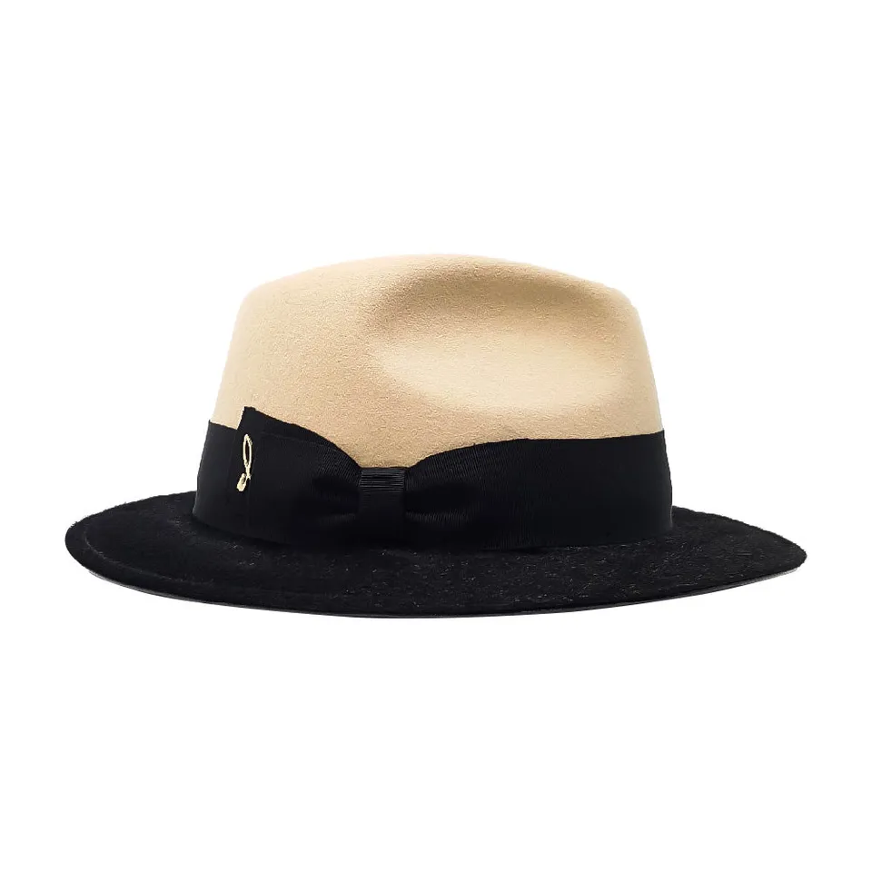 doria-1905-bradine-cappello-fedora-in-feltro-ed-eco-cavallino-nero-ostrica image 1