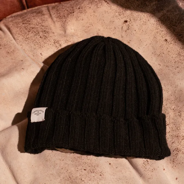 cappellificio-biellese-1935-cuffia-in-cashmere-nero-berretto-beanie image 1