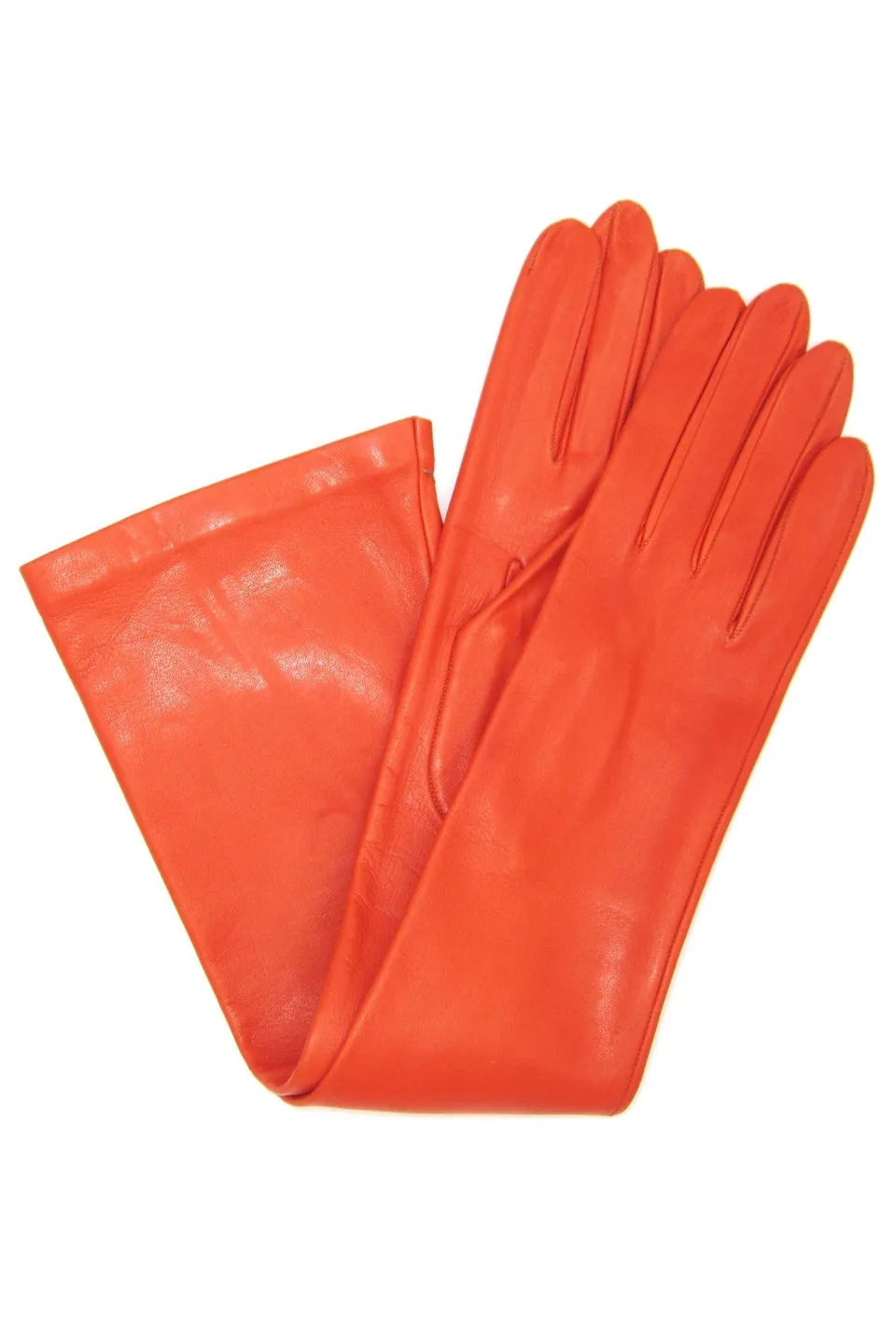 sermoneta-gloves-guanto-nappa-lungo-foderato-seta-arancio image 1