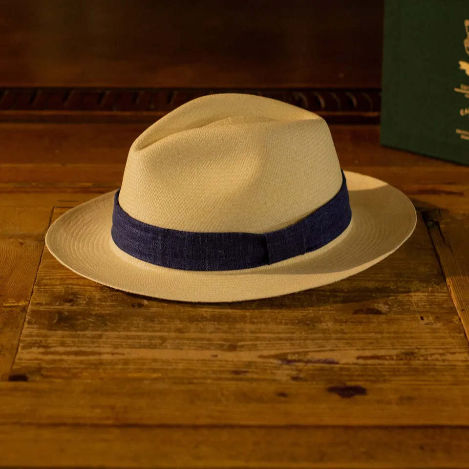 cappellificio-biellese-1935-originale-panama-lino-denim-scuro image 1