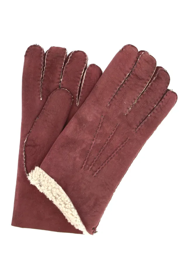 sermoneta-gloves-guanto-da-uomo-in-montone-rovesciato-cucito-a-mano-bordeaux image 1