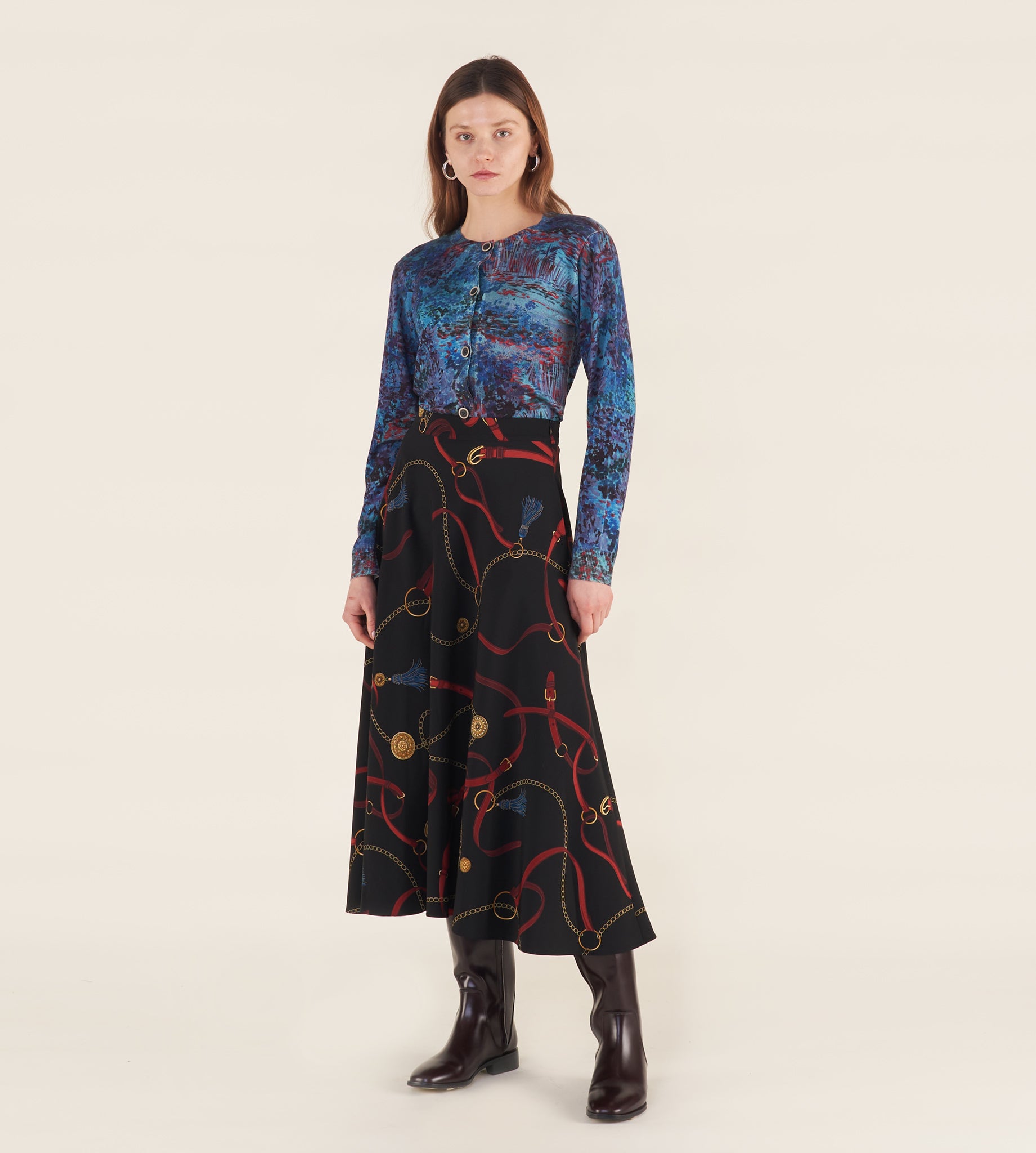 mantero-1902-vittoria-gonna-a-ruota-midi-con-cinturino-in-vita-chiusura-con-zip- image 3