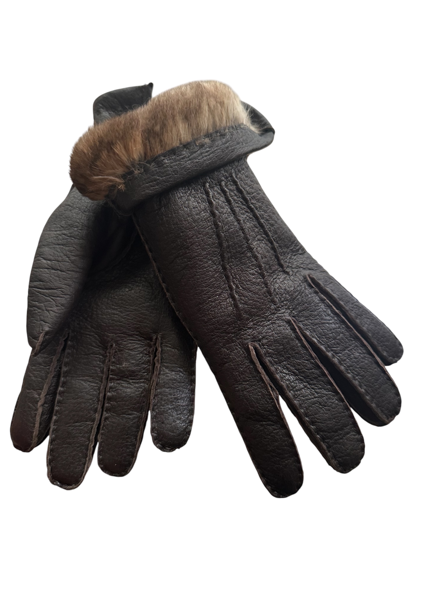 merola-gloves-guanti-in-pelle-di-pecary-foderati-in-pelliccia-orylag-cuciti-a-ma image 2