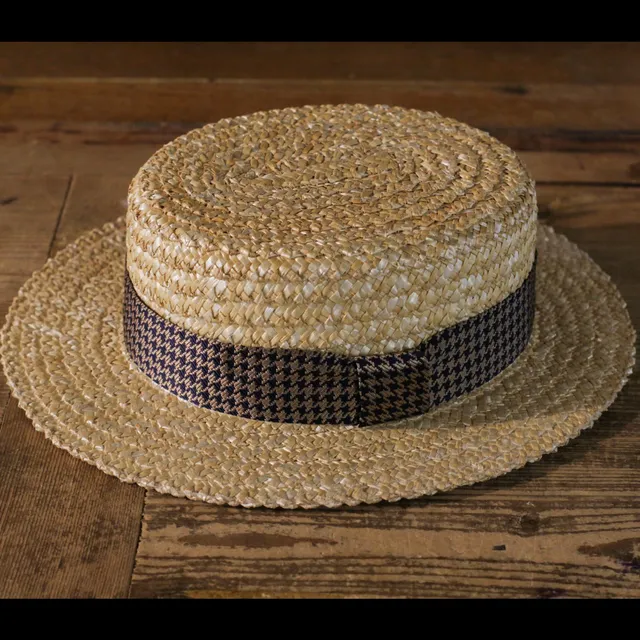 cappellificio-biellese-1935-boater-hat-in-paglia-italiana-100-nastro-gold-brown- image 1