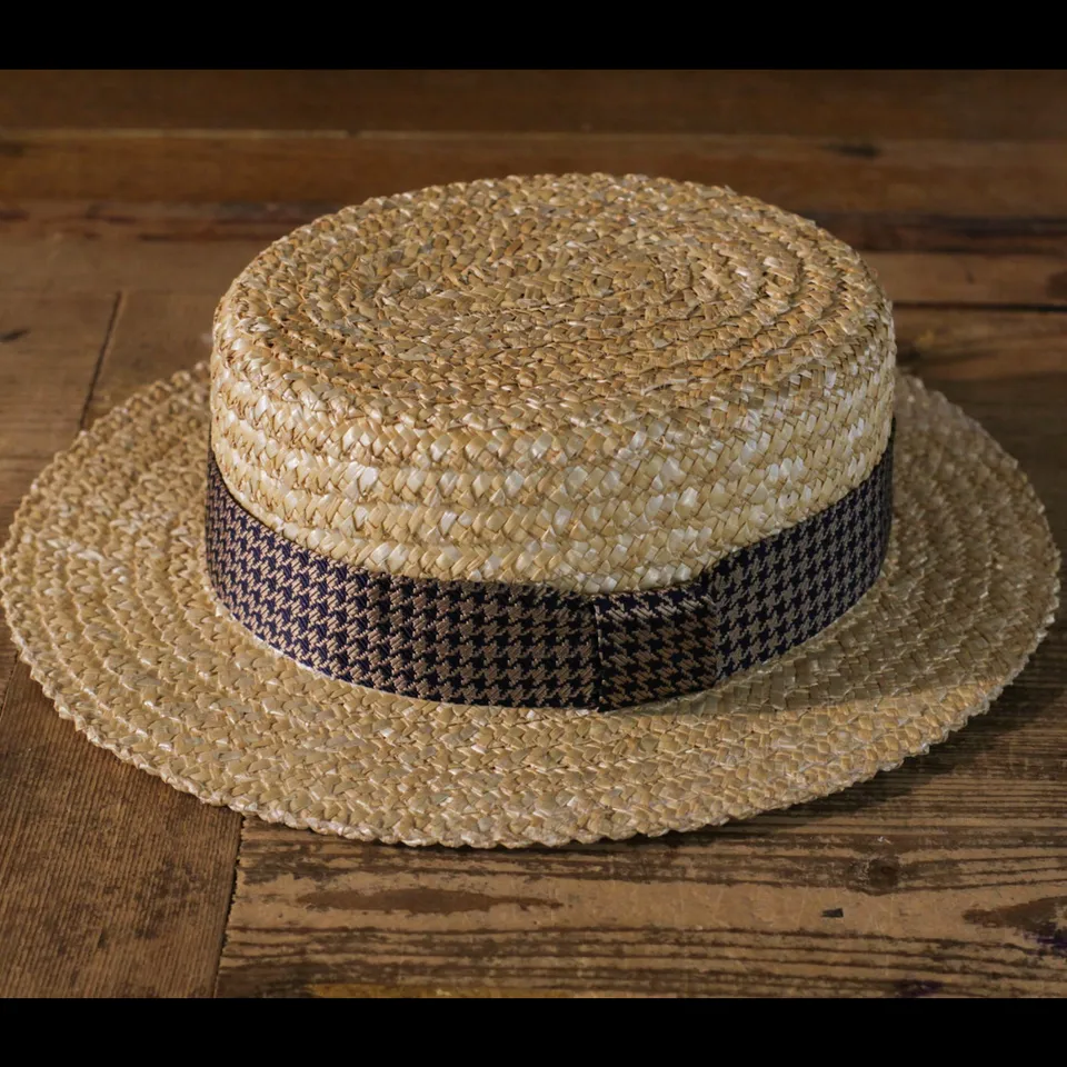 cappellificio-biellese-1935-boater-hat-in-paglia-italiana-100-nastro-gold-brown- image 1