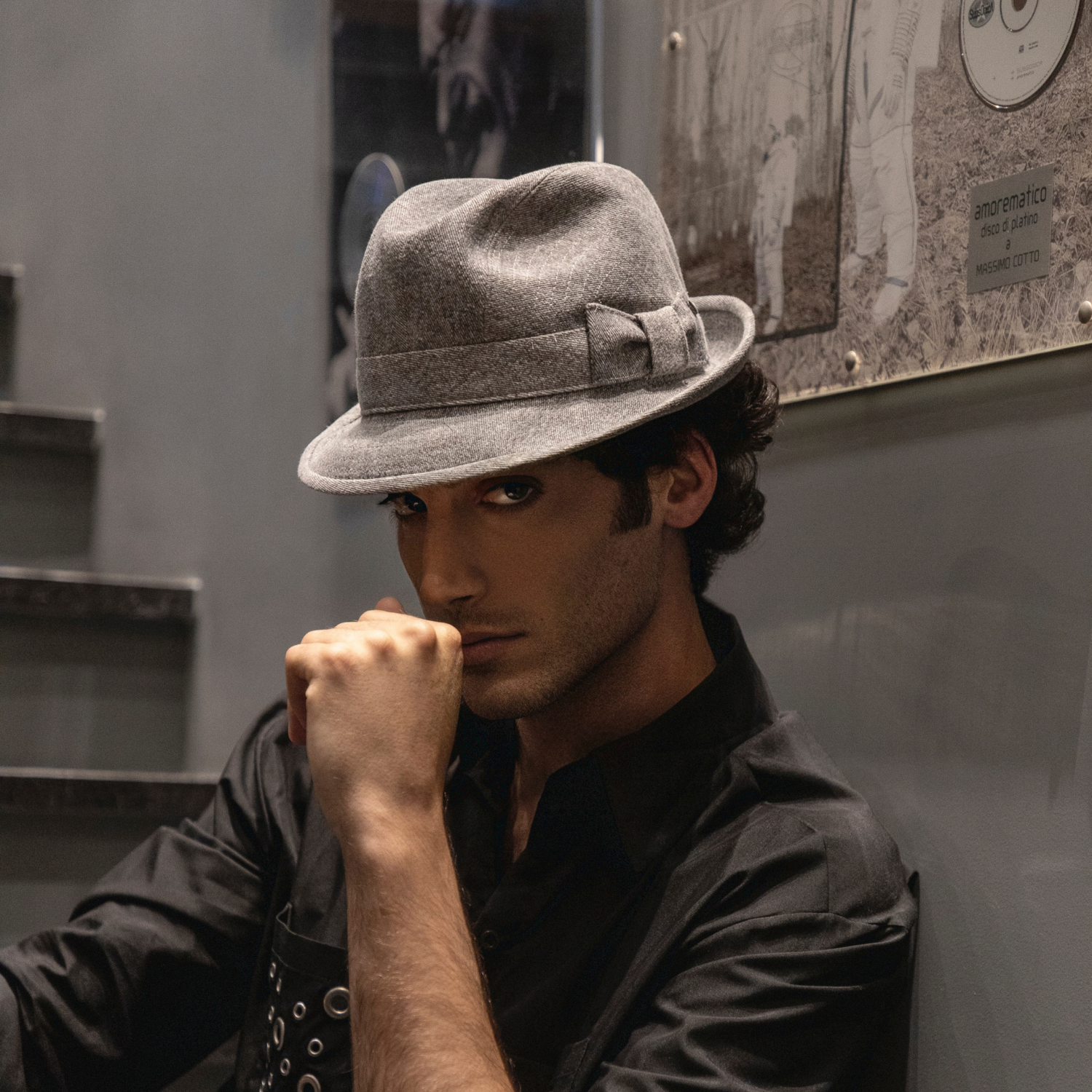 doria-1905-sabino-cappello-fedora-in-denim-raw-black image 2