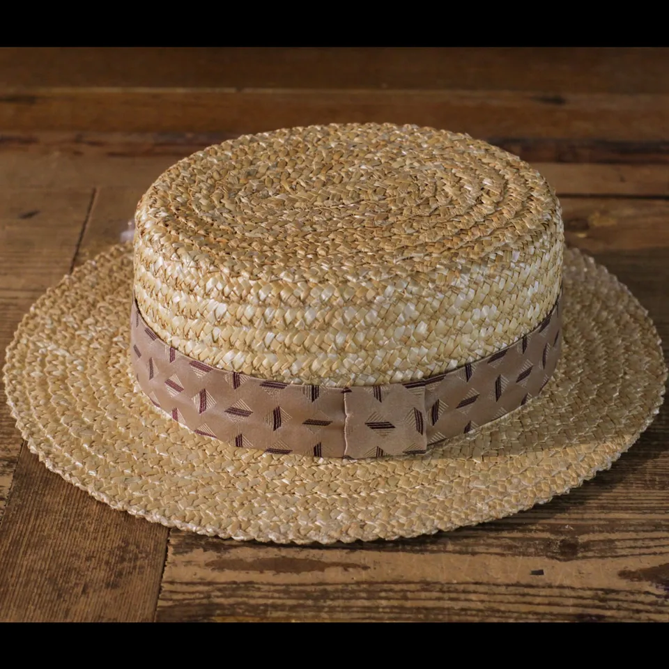 cappellificio-biellese-1935-boater-hat-gold-rectangle-cappello-in-paglia-rigida image 1