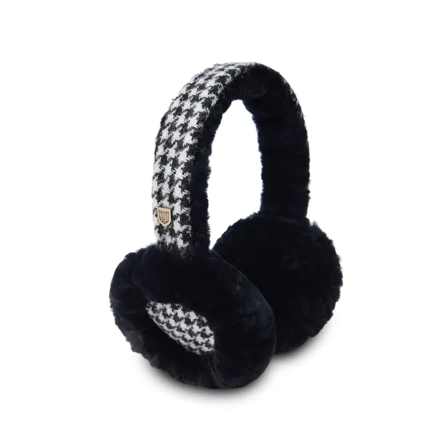 cappellificio-biellese-1935-paraorecchie-in-shearling-fantasia-dogtooth-nero-bia image 1