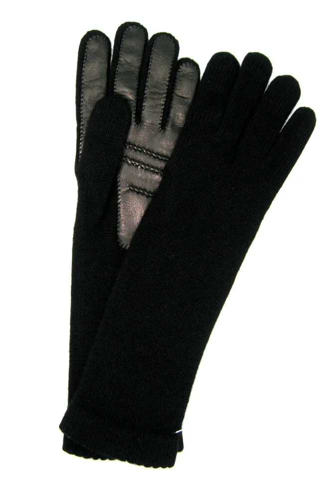 sermoneta-gloves-guanto-in-100-cashmere-4bt-con-palmo-in-nappa-nero image 1