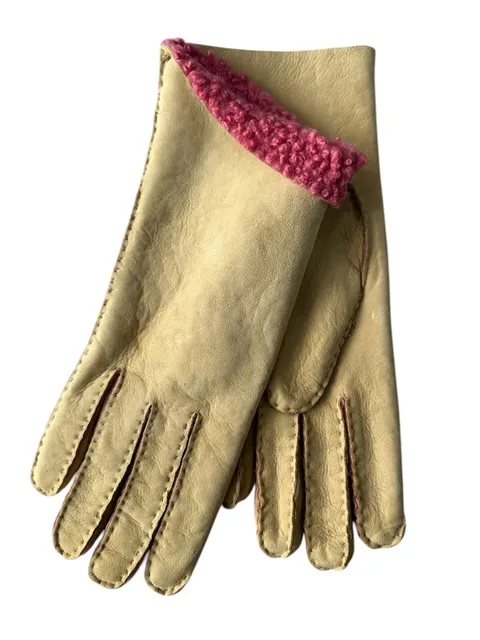 merola-gloves-guanti-in-pelle-shearling-cuciti-a-mano-beige-fucsia image 1