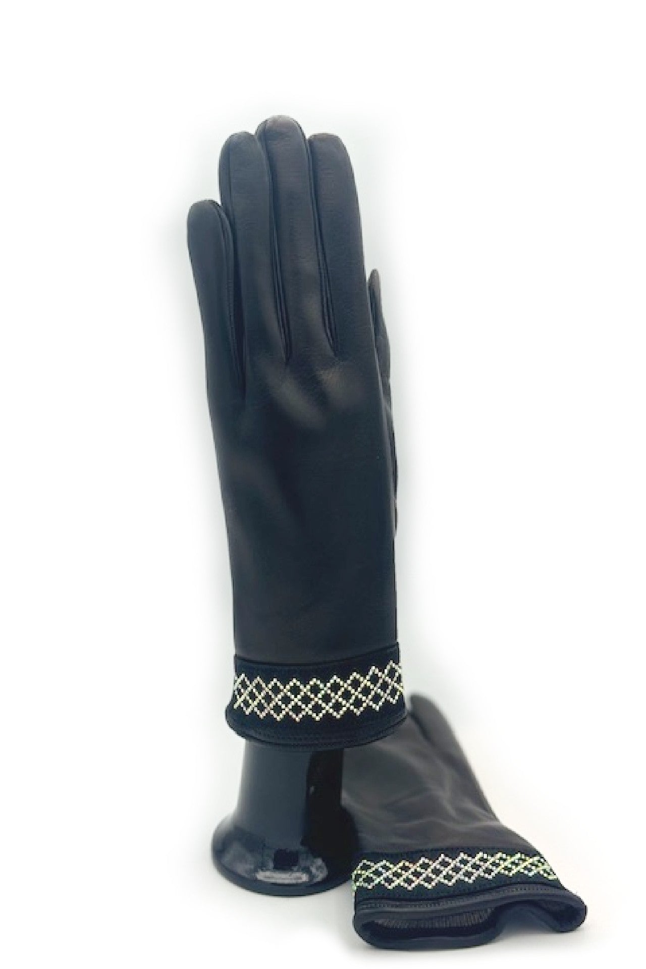 sermoneta-gloves-guanto-in-nappa-con-bracciale-strass-al-polso-nero image 4