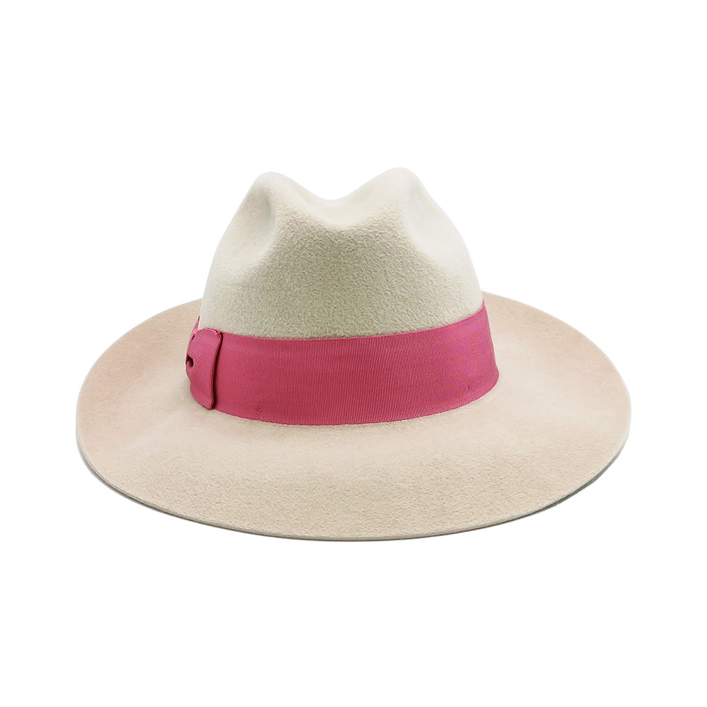 doria-1905-dalida-fedora-feltro-lapin-velour-sabbia-fiocco-rosa image 4