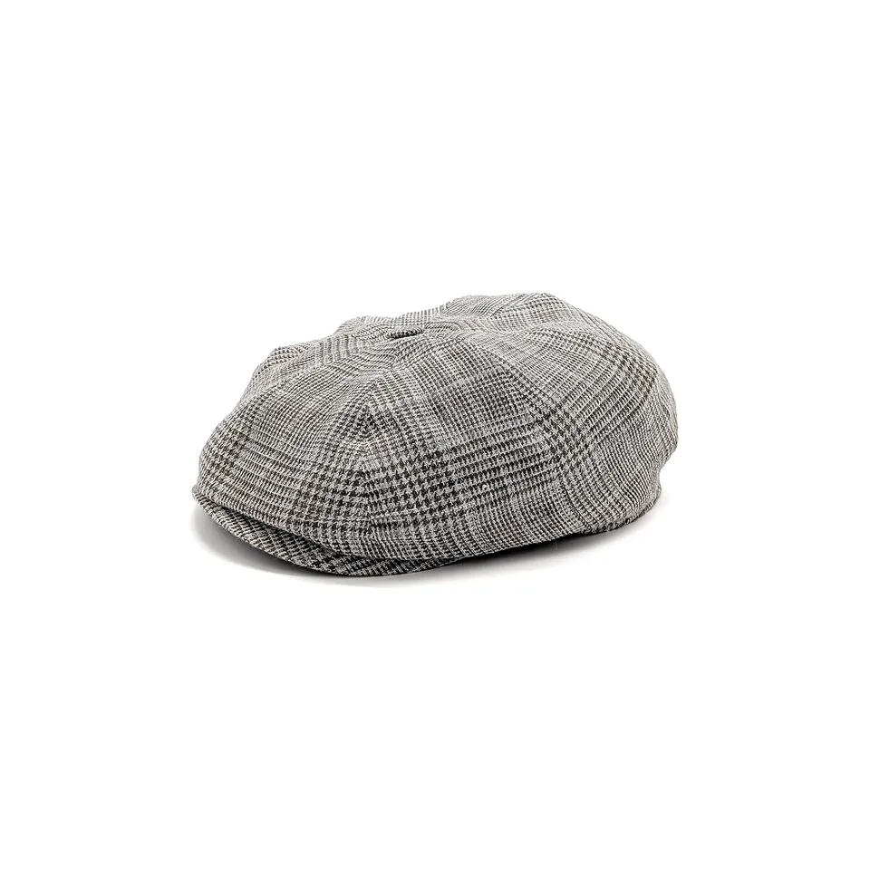 doria-1905-gatsby-berretto-a-spicchi-principe-di-galles-lino-grigio image 1