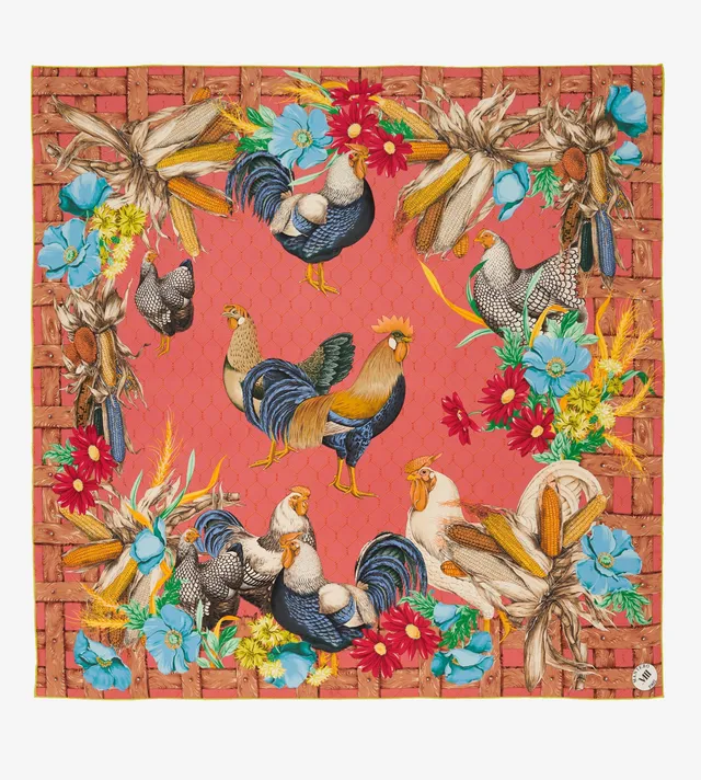 mantero-1902-archivio-n-44-il-gallo-classic-carr-foulard-in-seta-orlato-a-mano-9 image 1