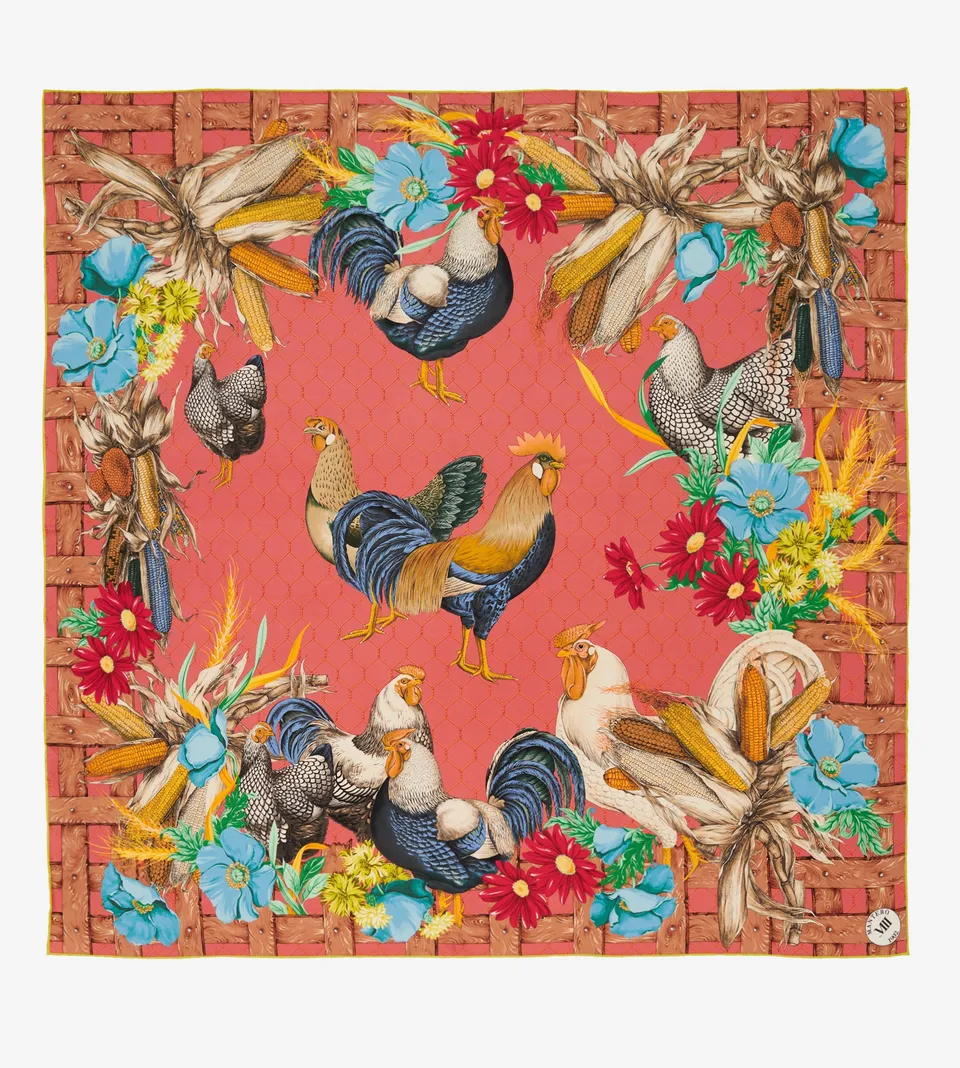 mantero-1902-archivio-n-44-il-gallo-classic-carr-foulard-in-seta-orlato-a-mano-9 image 1