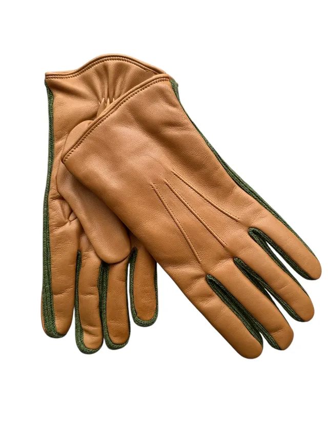 merola-gloves-guanti-in-pelle-nappa-con-profilo-in-lana-e-fodera-in-cashmere-oro image 1