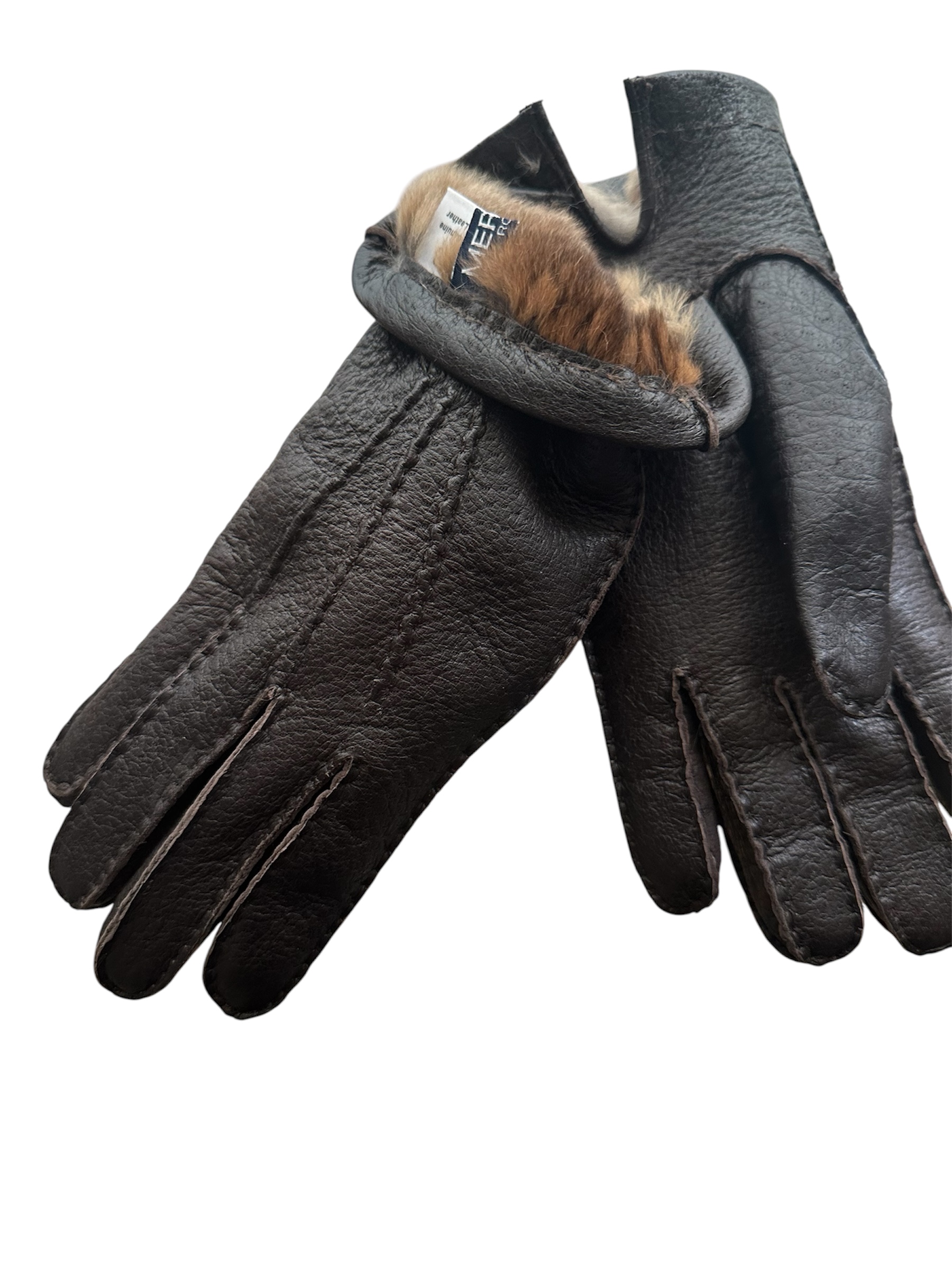 merola-gloves-guanti-in-pelle-di-pecary-foderati-in-pelliccia-orylag-cuciti-a-ma image 1