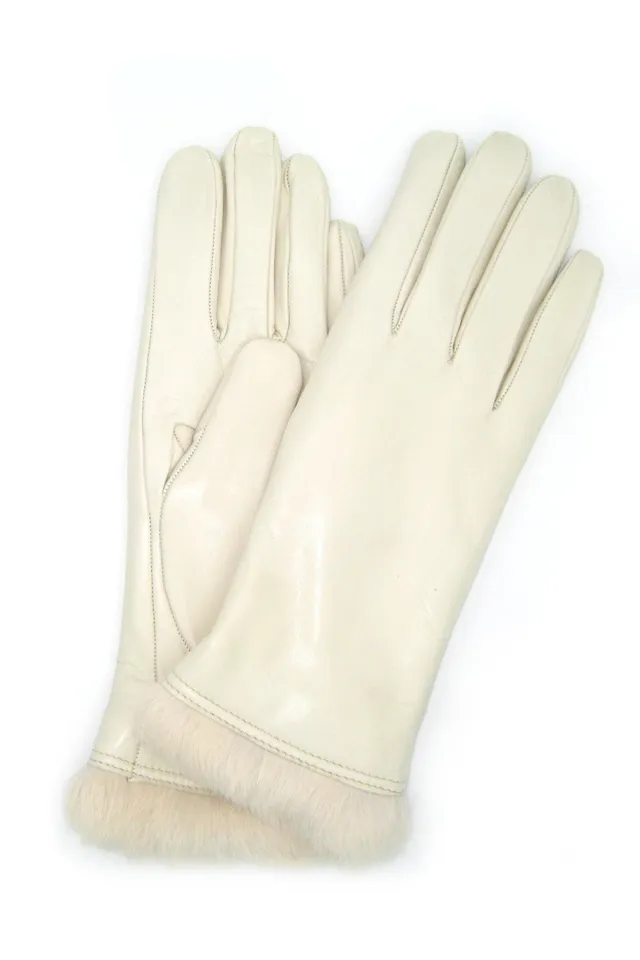 sermoneta-gloves-guanto-nappa-4bt-foderato-lapin-con-bordo-in-pelo-tinta-panna image 1