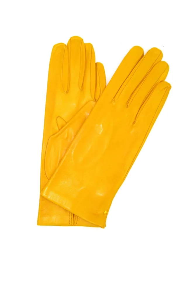 sermoneta-gloves-guanto-classico-in-nappa-sfoderato-giallo-ocra-lungo-al-polso image 1