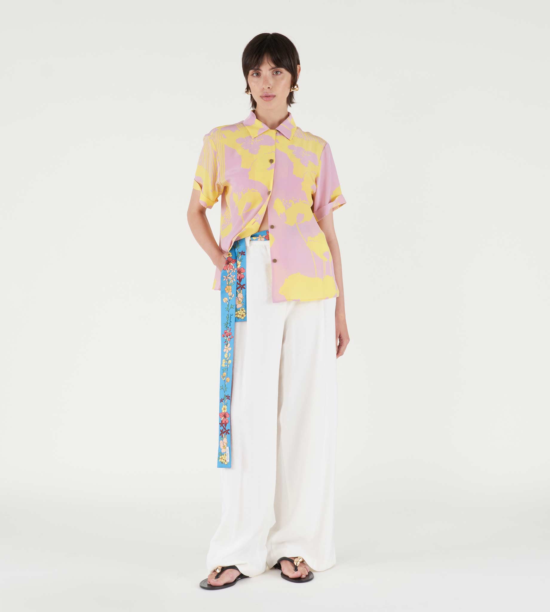 mantero-1902-cora-camicia-a-maniche-corte-in-seta-con-colletto-bowling image 3