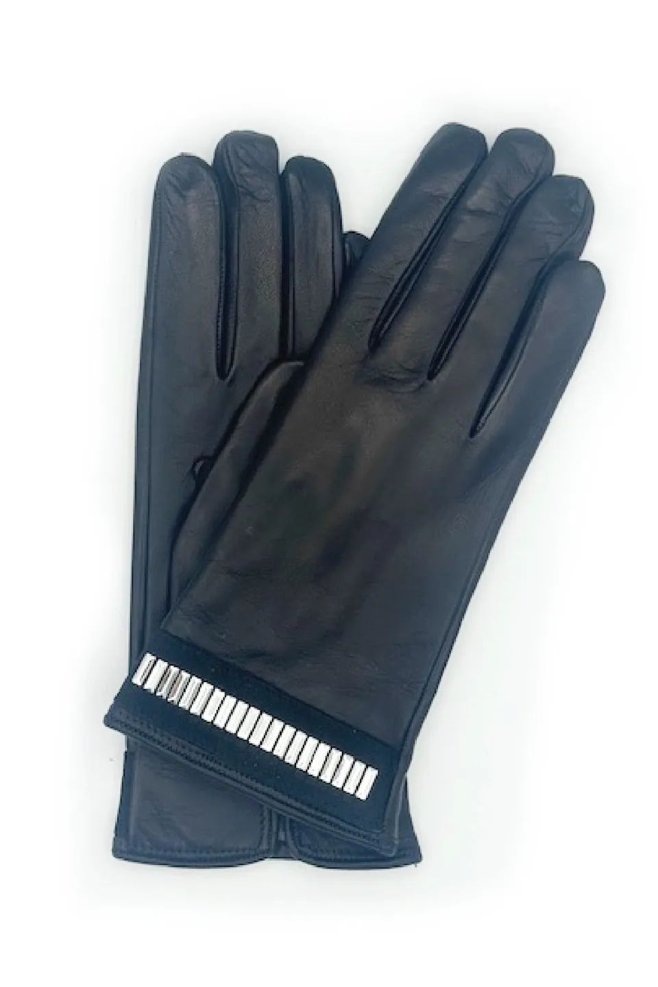 sermoneta-gloves-guanto-in-nappa-di-capretto-con-bracciale-silver-al-polso-nero image 1