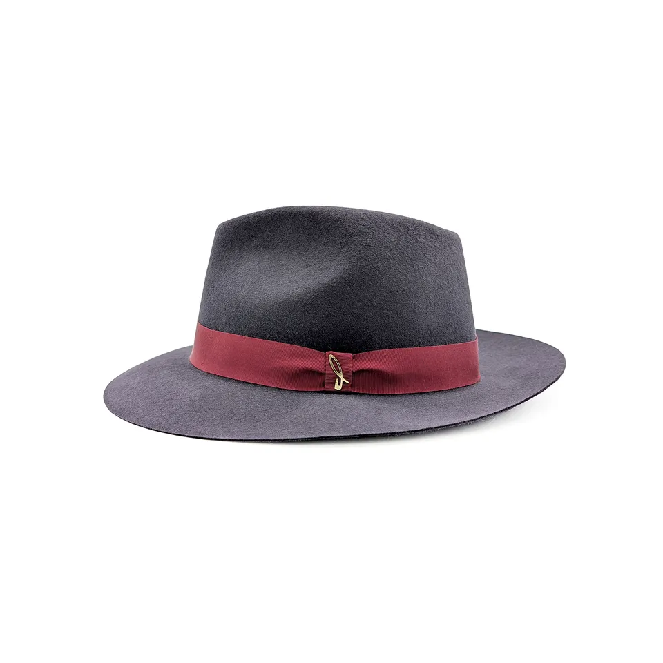 doria-1905-drop-cappello-in-feltro-di-lapin-rasato-grigio-temporale-con-cinta-ro image 1